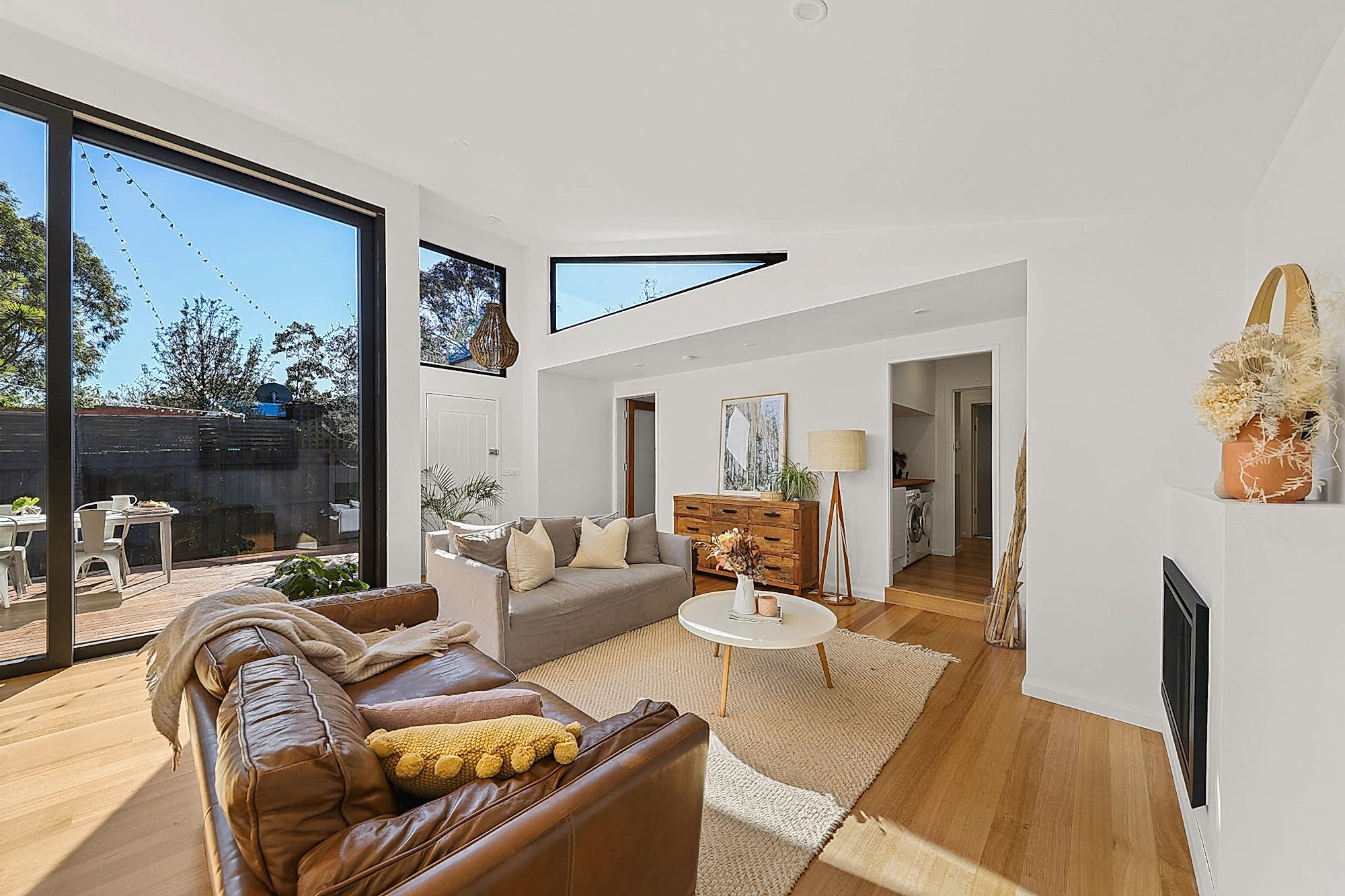 Triangular fixed window#Fixed window#Matt Black colour#New Build#Heidelberg Heights