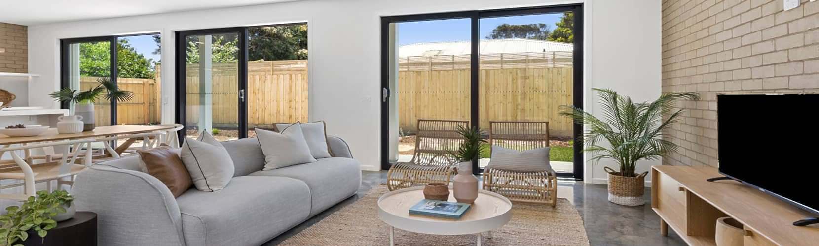 Stylish sliding doors perfect for view of living room